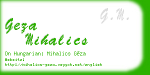 geza mihalics business card